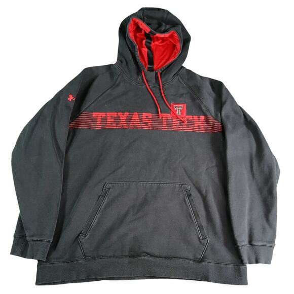 Texas Tech Red Raiders Hoodie TEAM ISSUE Mens XXL 2XL Black Pocket Under Armour - Picture 1 of 6